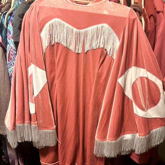 SOLD Fashion Brand Company NWOT rare pink moth eye velvet fringe mini dress XL - Picture 2 of 2